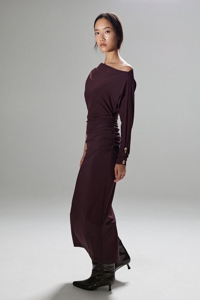 One-shoulder midi dress