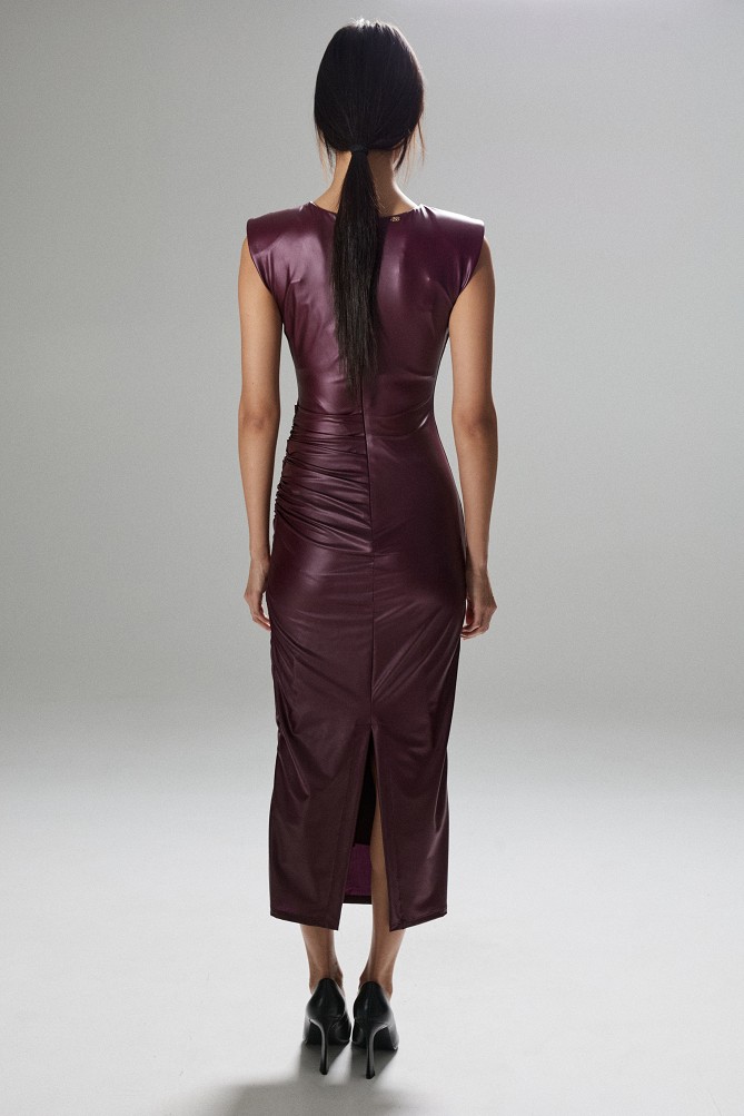 Leather-look midi dress