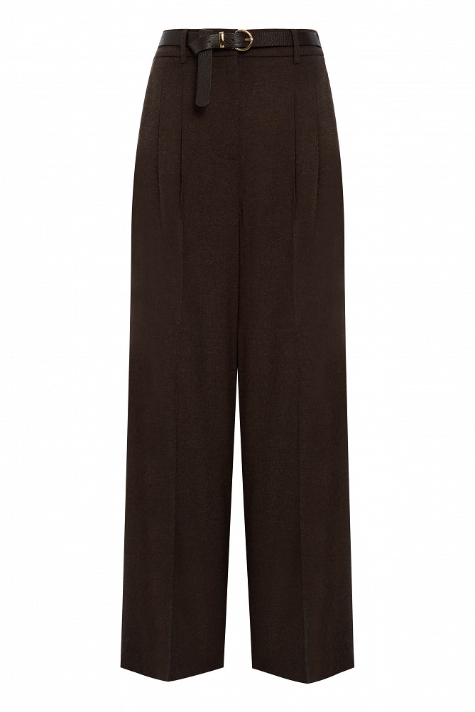 Pleated trousers with a detachable belt
