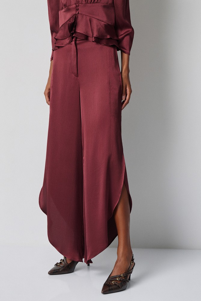Satin trousers with side slits
