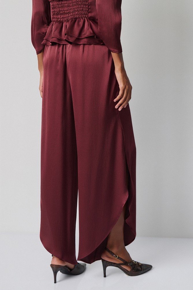 Satin trousers with side slits