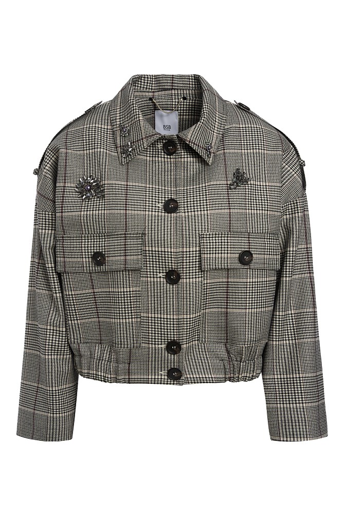 Checked jacket with decorative embellishments