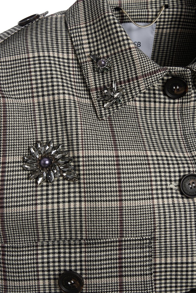 Checked jacket with decorative embellishments