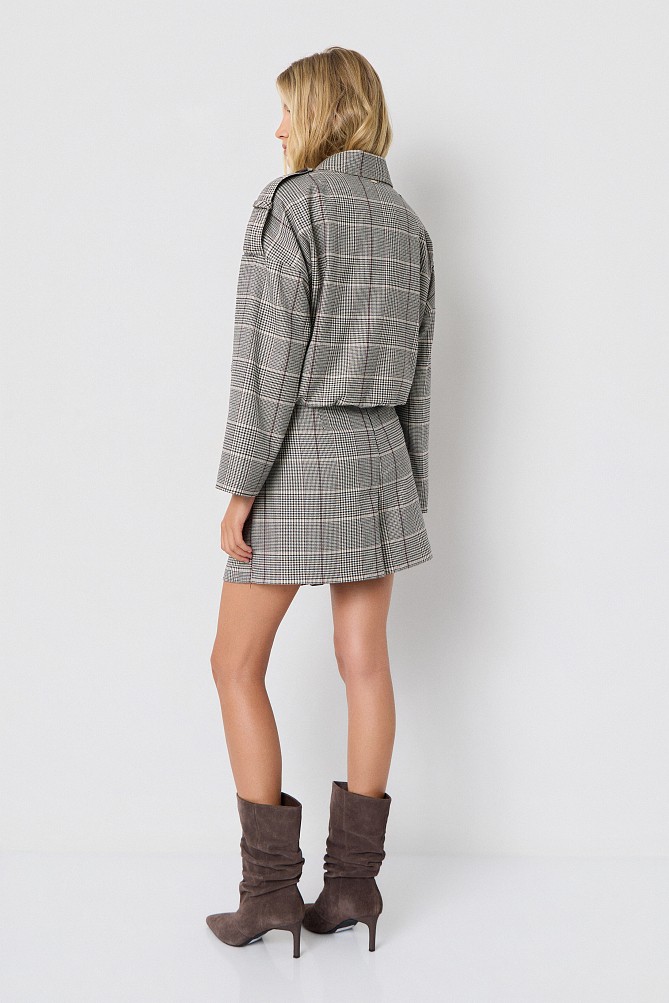 Checked jacket with decorative embellishments