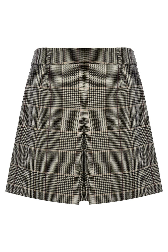 Plaid skort with a front slit