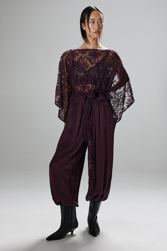 Lace poncho with matching belt