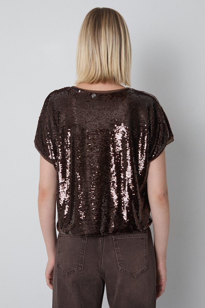 Sequin blouse with short sleeves