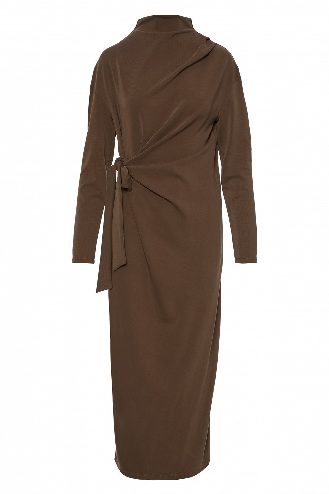 Ruched maxi dress with a tie detail