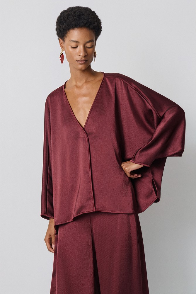 Satin blouse with a crinkled texture - Gold label
