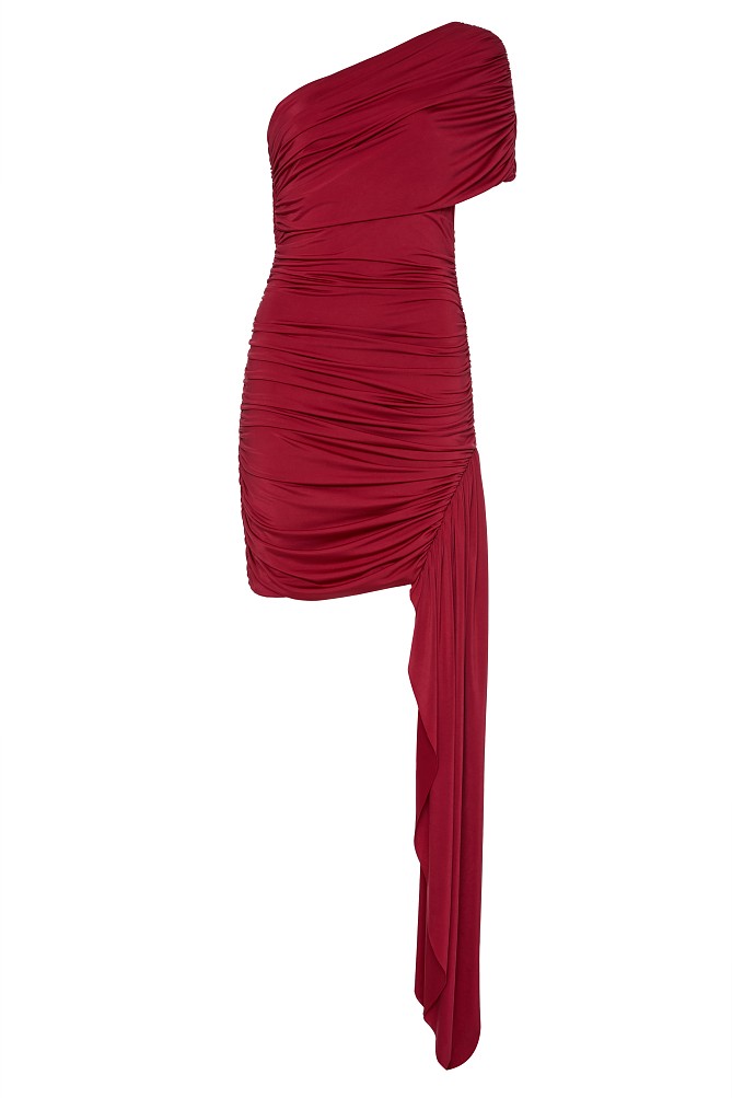 Vestido con fruncidos y un solo hombro - Gold Label
