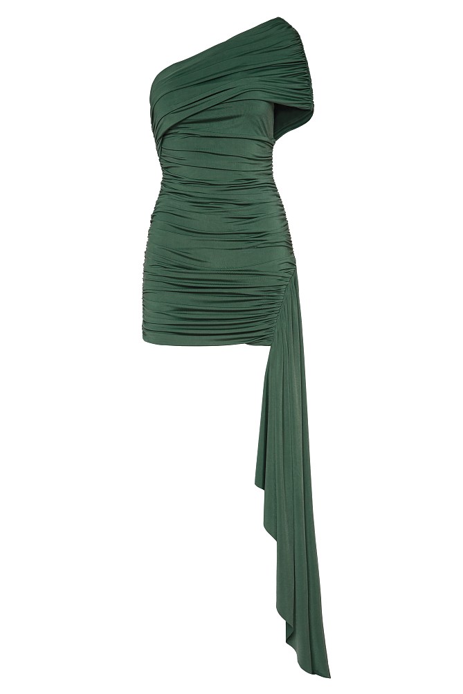 Vestido con fruncidos y un solo hombro - Gold Label