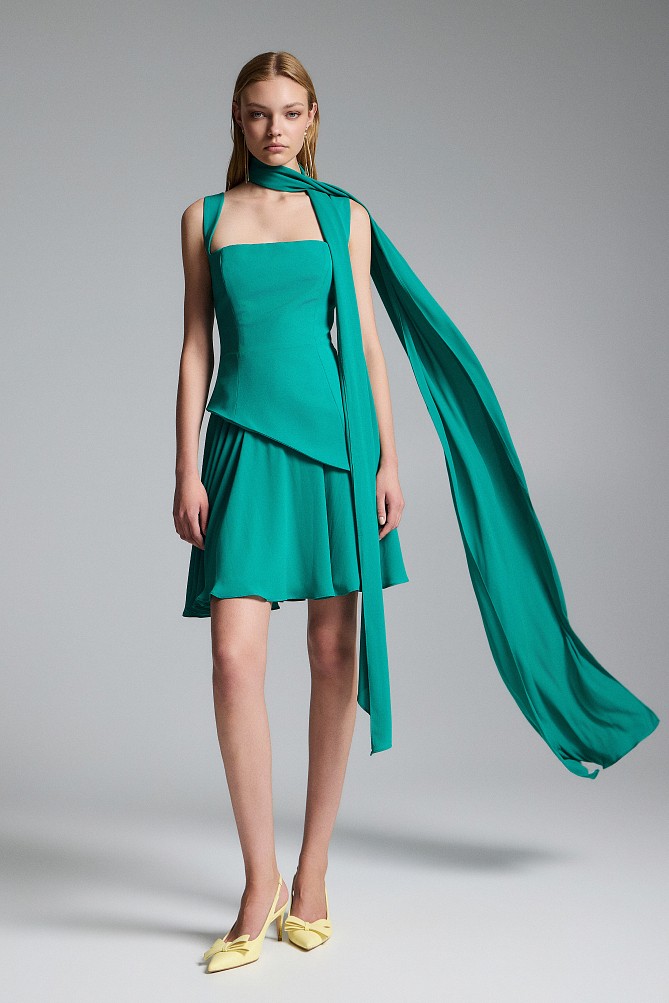 Asymmetrical mini pleated dress - Gold label