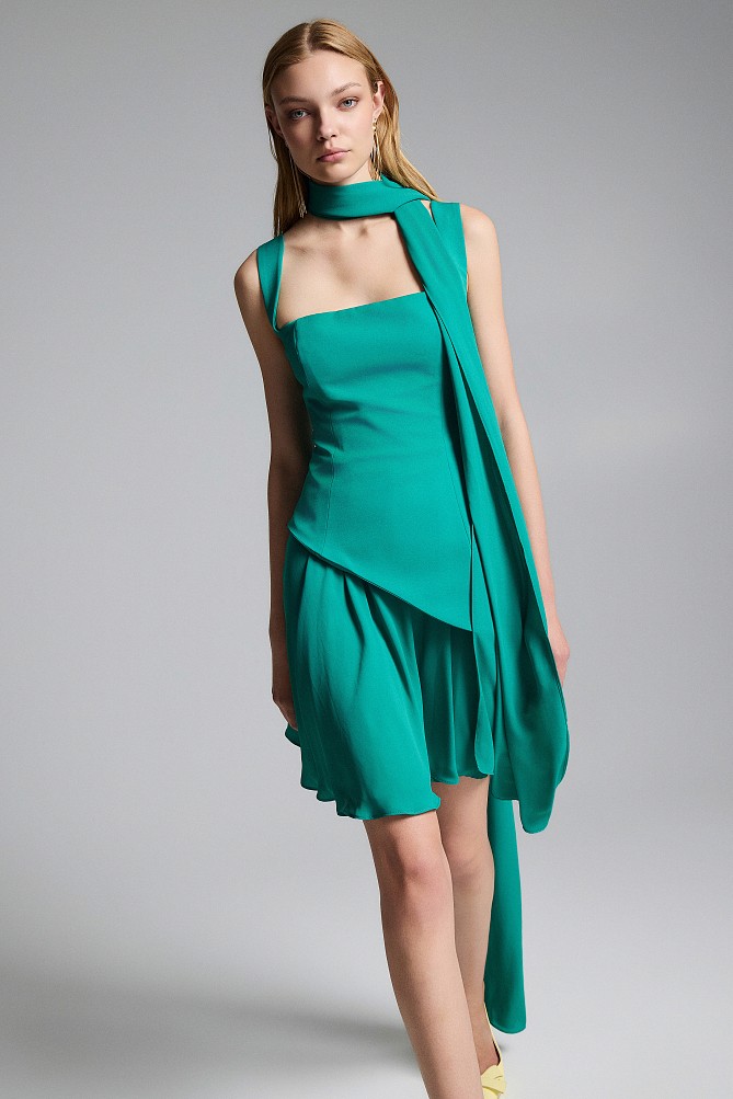 Asymmetrical mini pleated dress - Gold label