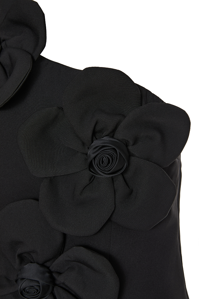 One-shoulder mini dress with floral appliqué details - Gold label