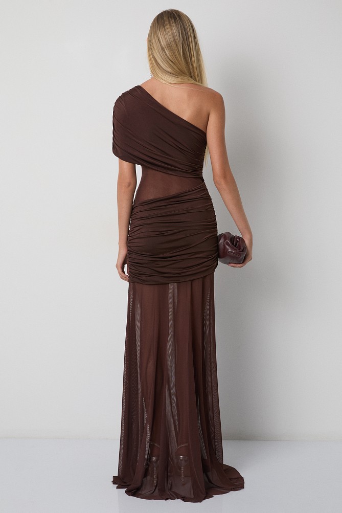Maxi dress with cut out and one shoulder - Gold label