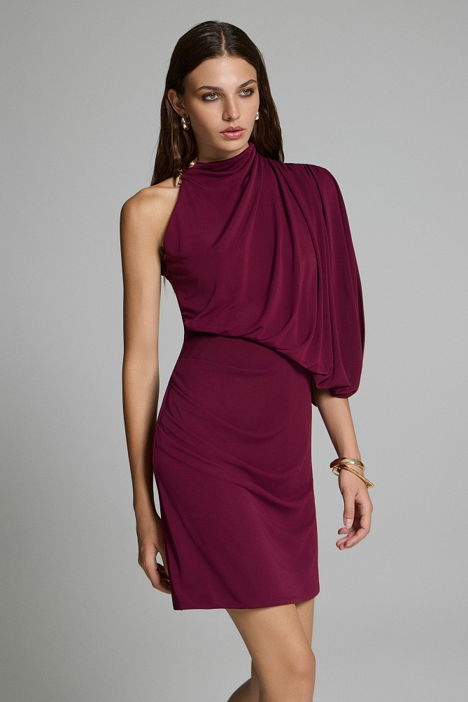 Mini draped one-shoulder dress - Gold label