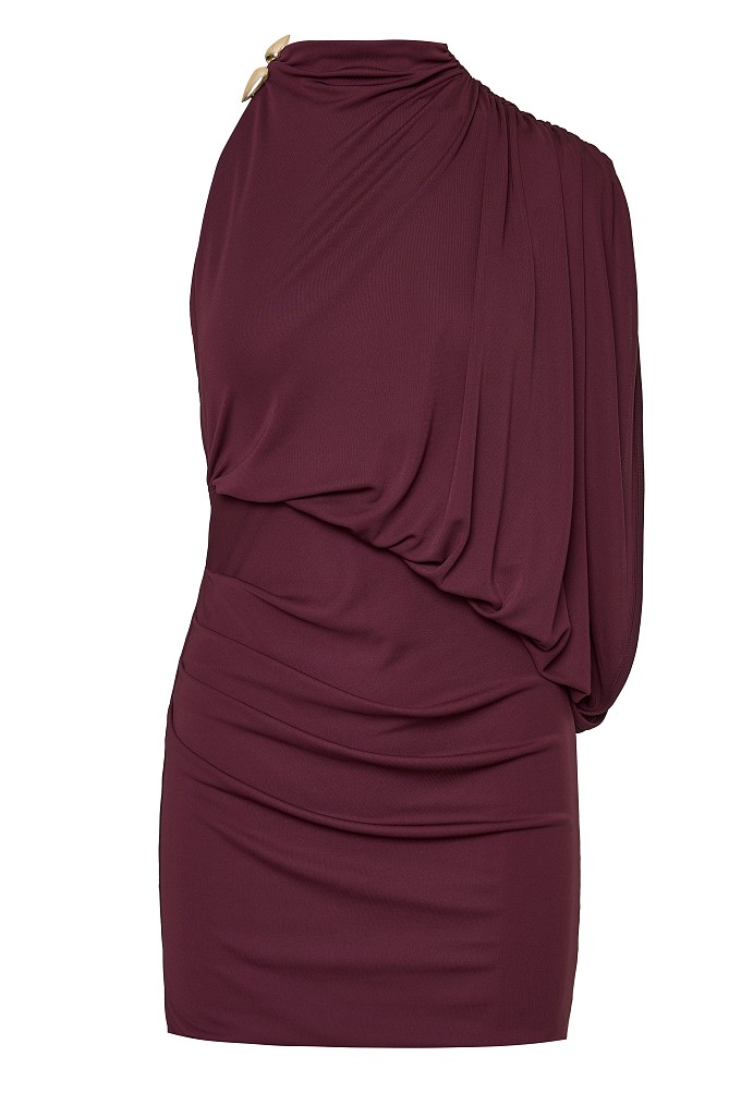 Mini draped one-shoulder dress - Gold label