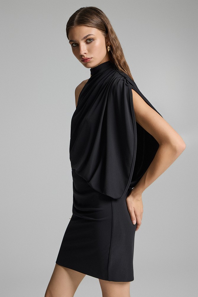 Mini draped one-shoulder dress - Gold label