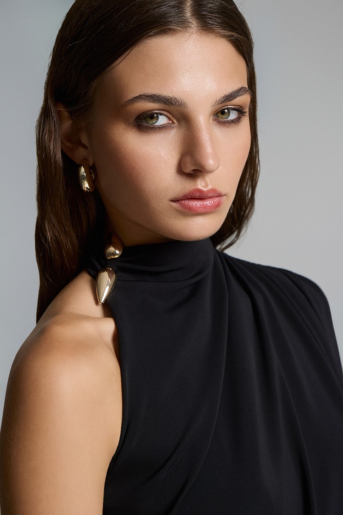 Mini draped one-shoulder dress - Gold label