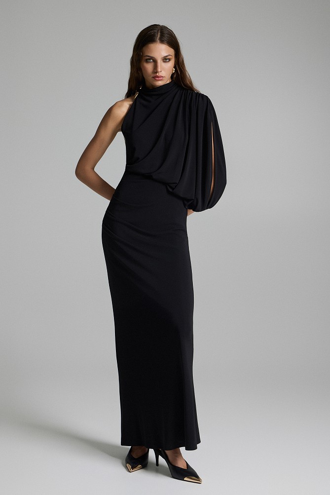 Maxi draped one-shoulder dress - Gold label