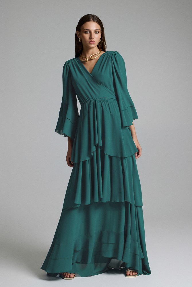 Rochie lungă cu volane - Gold label