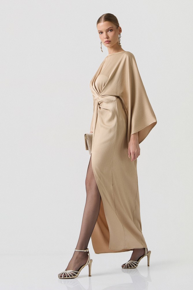 Ruched satin maxi dress - Gold label