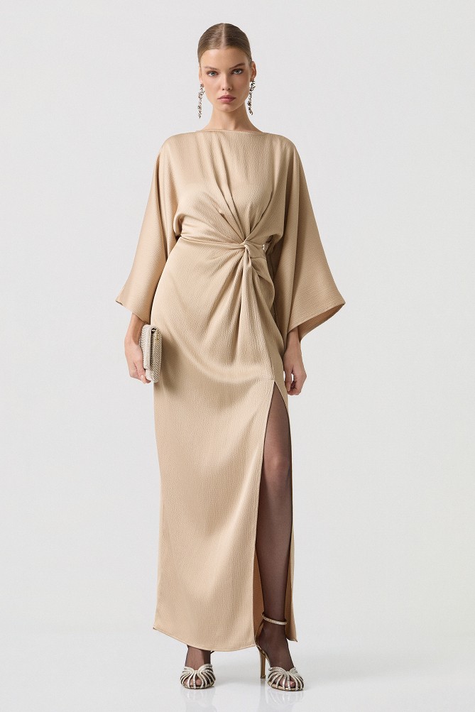 Ruched satin maxi dress - Gold label