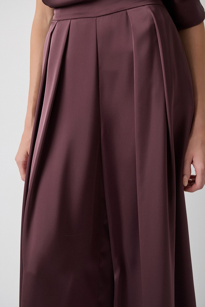 Satin wide leg pants with pleats - Gold label