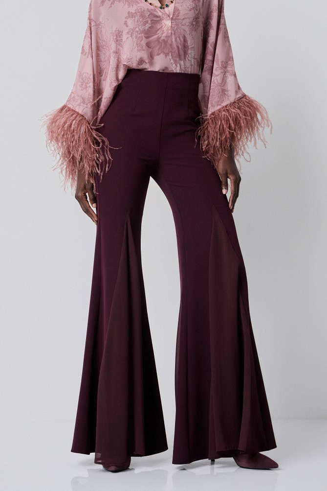 High-waisted pants with sheer detailing - Gold label