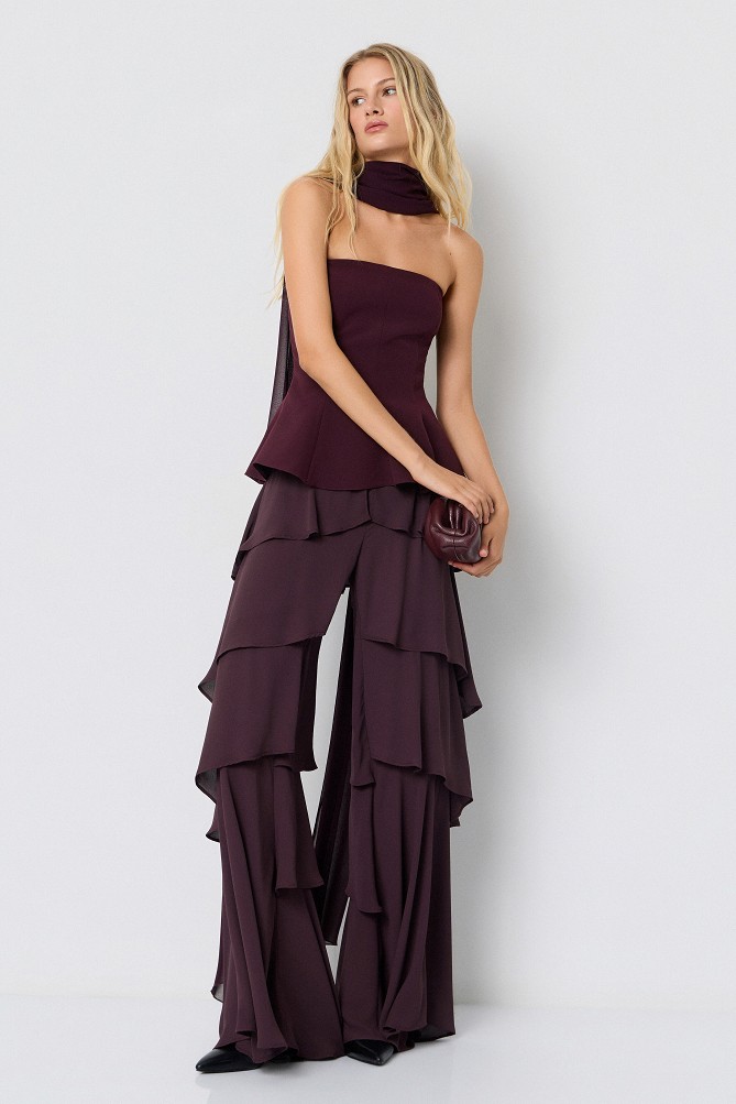 Wide-leg pants with ruffles - Gold label