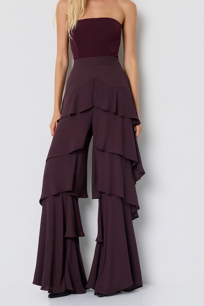 Wide-leg pants with ruffles - Gold label
