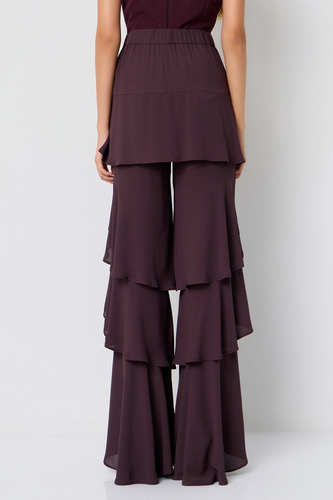 Wide-leg pants with ruffles - Gold label