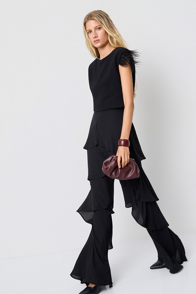 Wide-leg pants with ruffles - Gold label