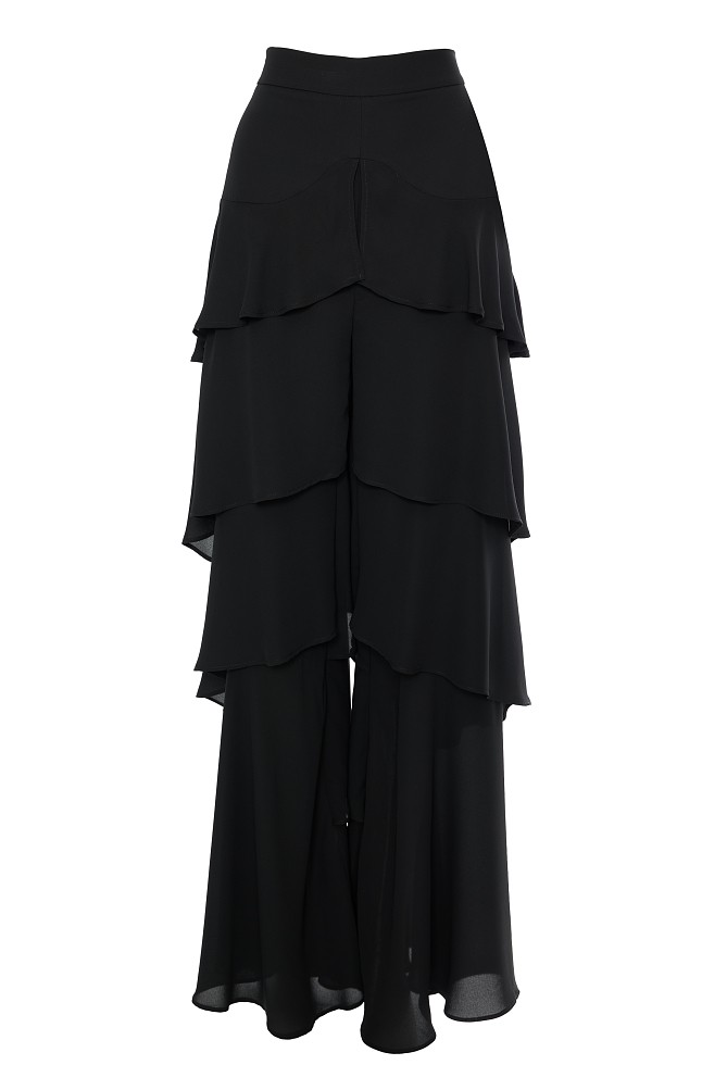 Wide-leg pants with ruffles - Gold label
