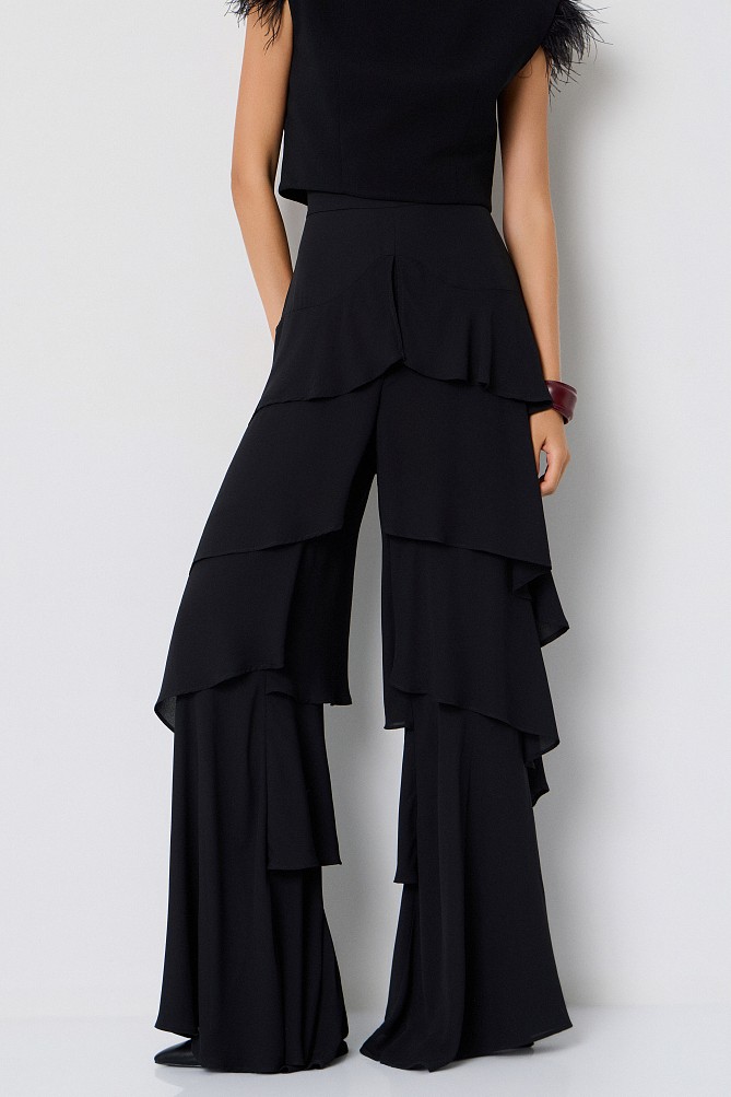 Wide-leg pants with ruffles - Gold label