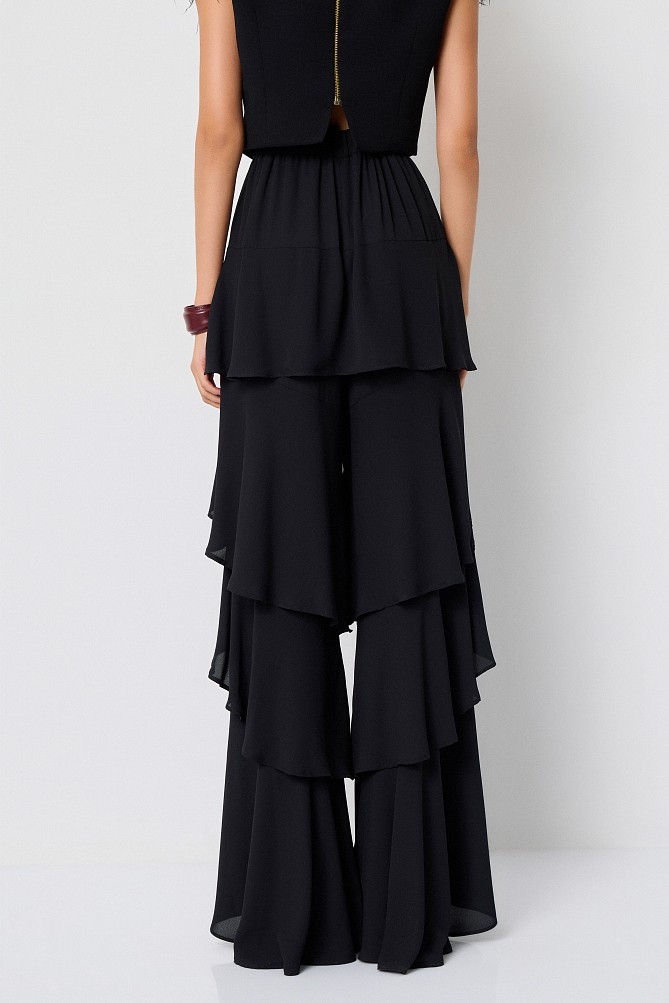Wide-leg pants with ruffles - Gold label