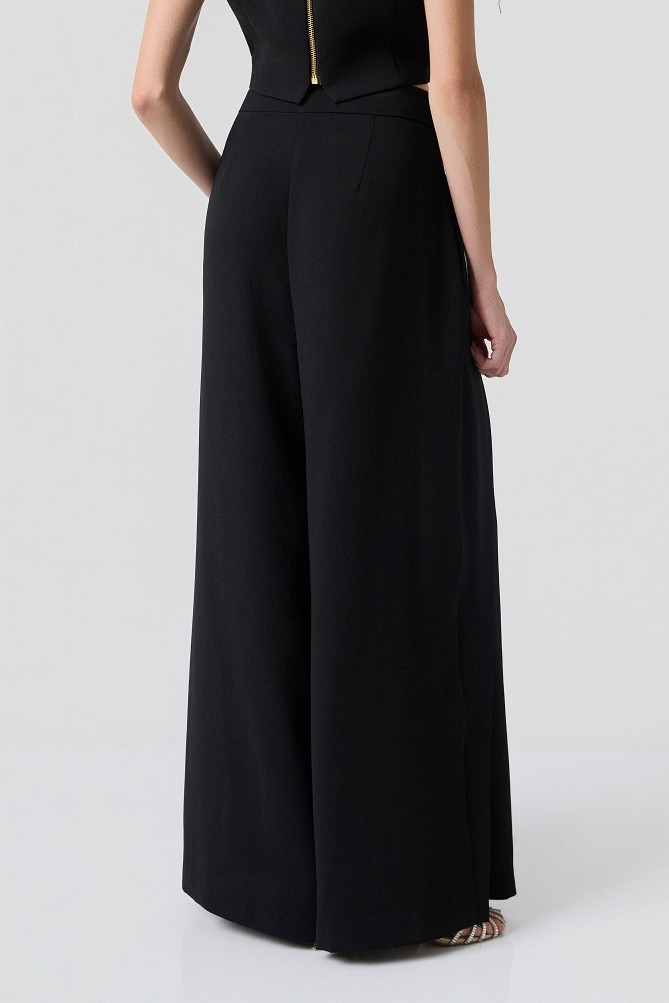 High-waisted wide-leg trousers with pleats - Gold label