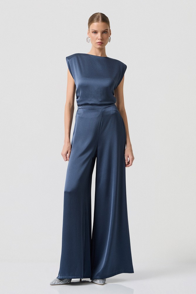 Satin trousers with a crinkle effect - Gold label