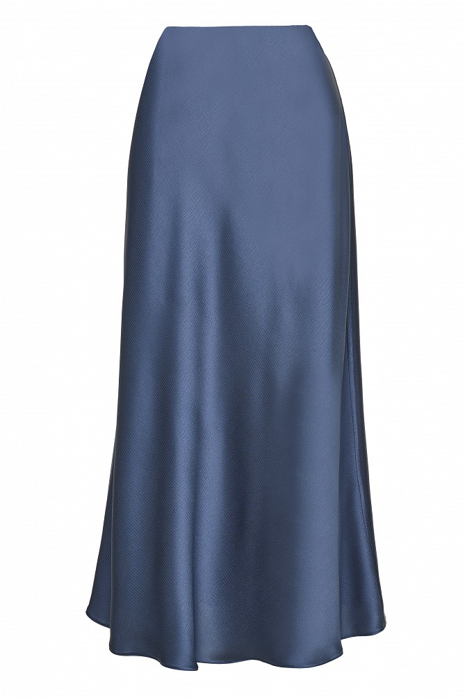 Midi satin skirt with a crinkle texture - Gold label