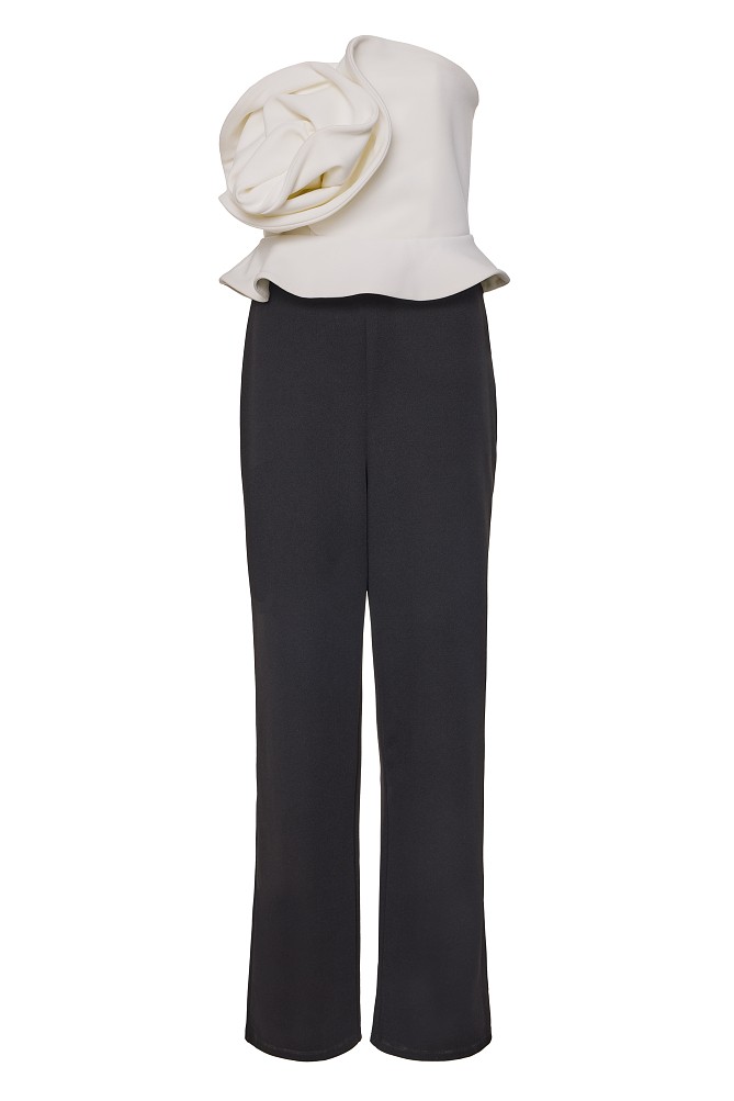 Strapless jumpsuit with appliqué flower detail - Gold label