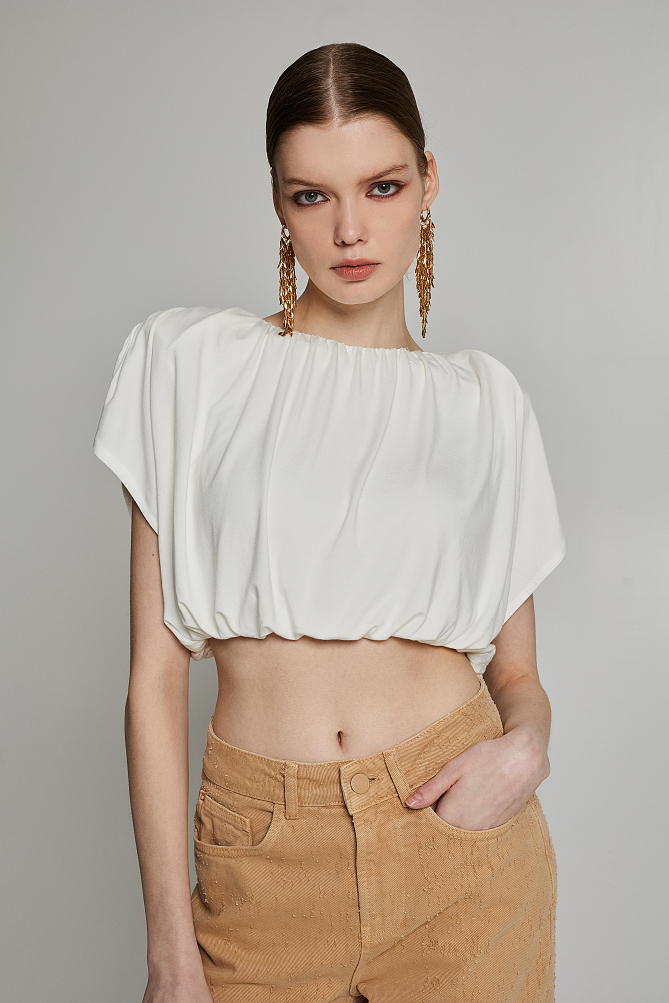 Crop top with gathered design