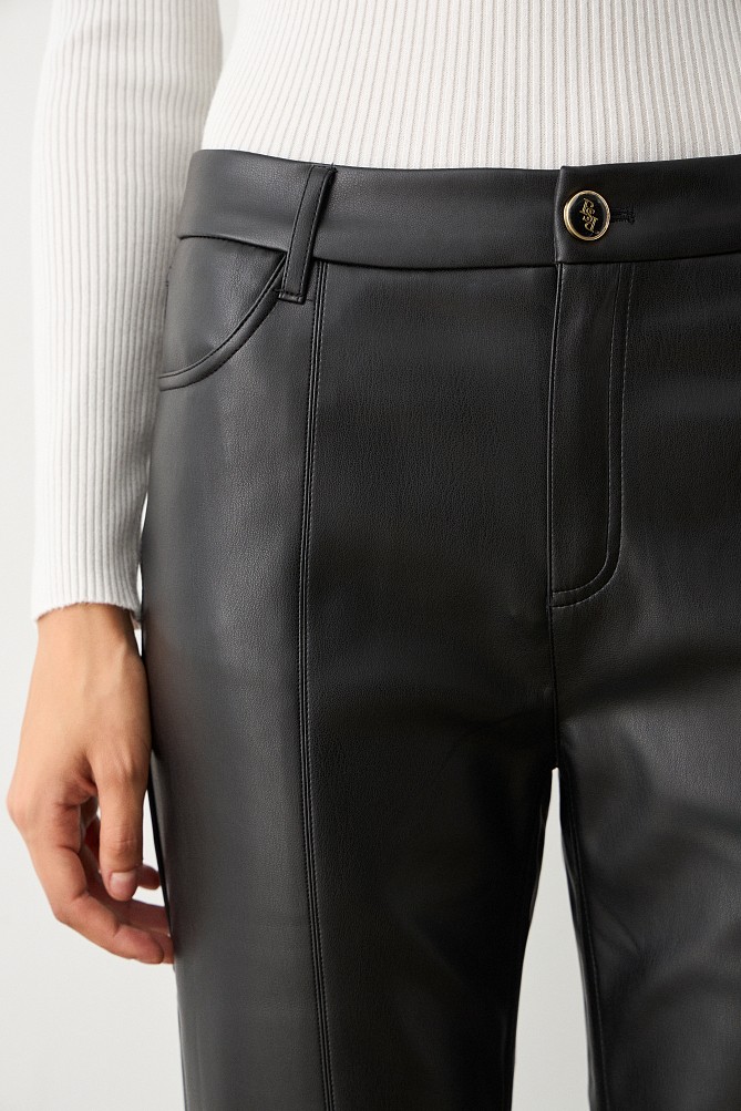 Leather look flare pants