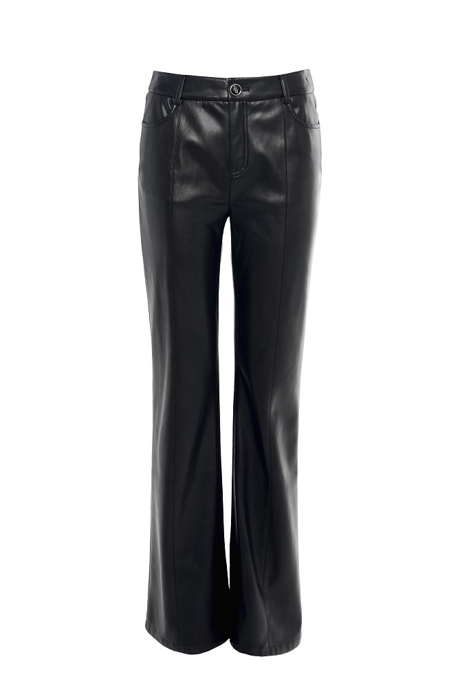 Leather look flare pants
