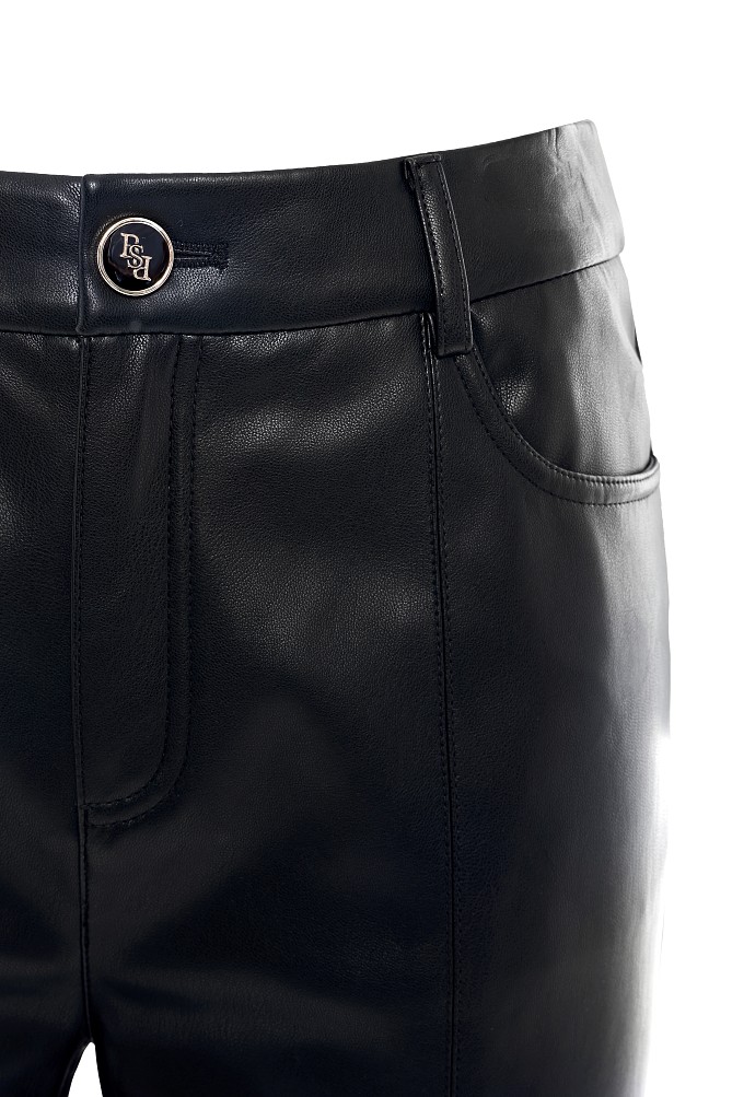 Leather look flare pants