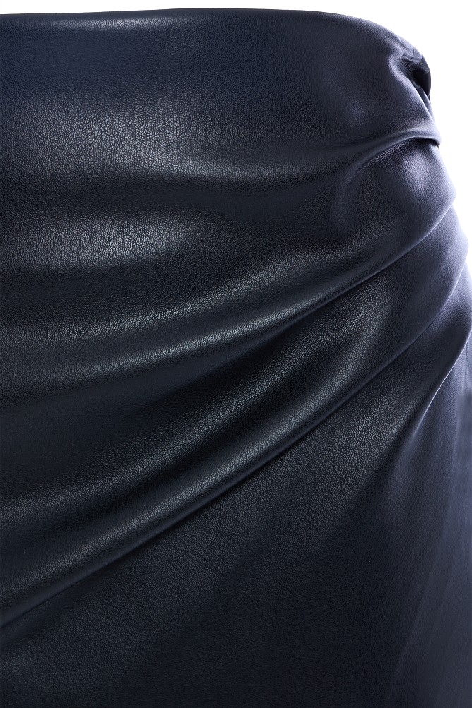 Midi wrap leather look skirt