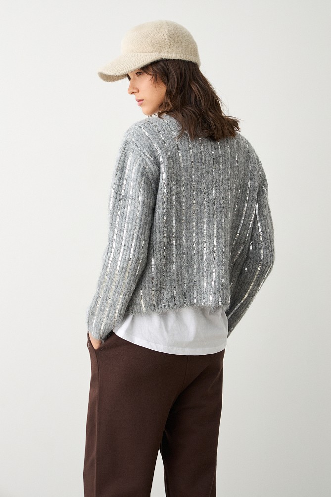 Πλεκτή ζακέτα με παγιέτες