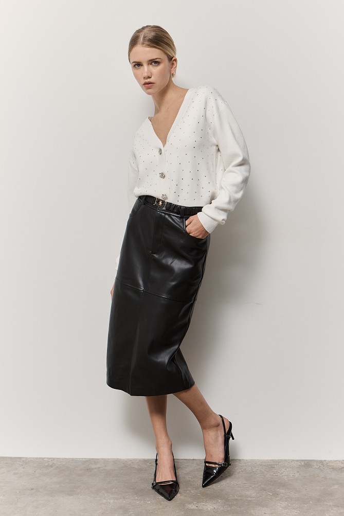 Πλεκτή V-neck ζακέτα με στρας