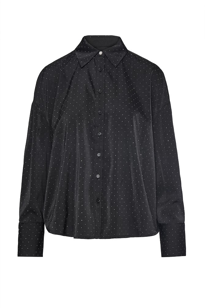 Satin shirt with rhinestones