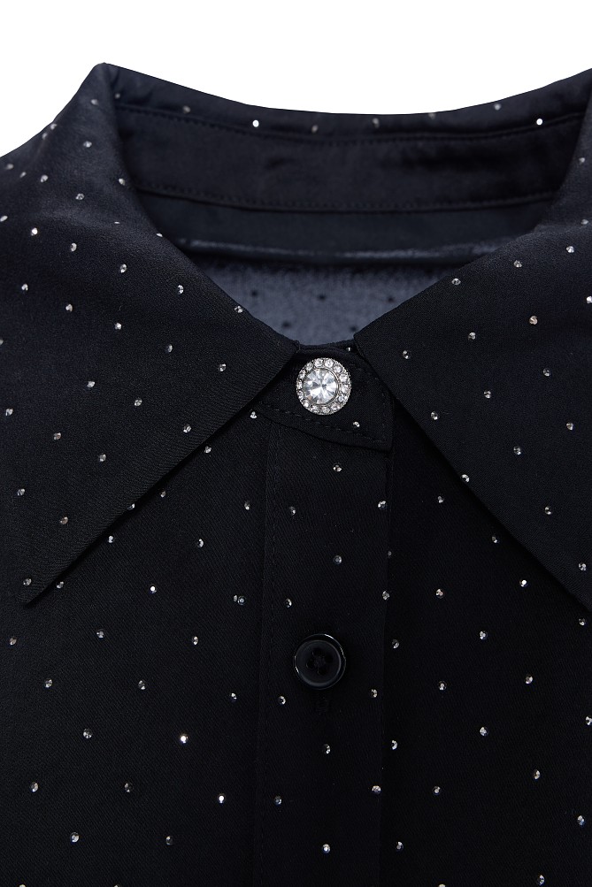 Satin shirt with rhinestones