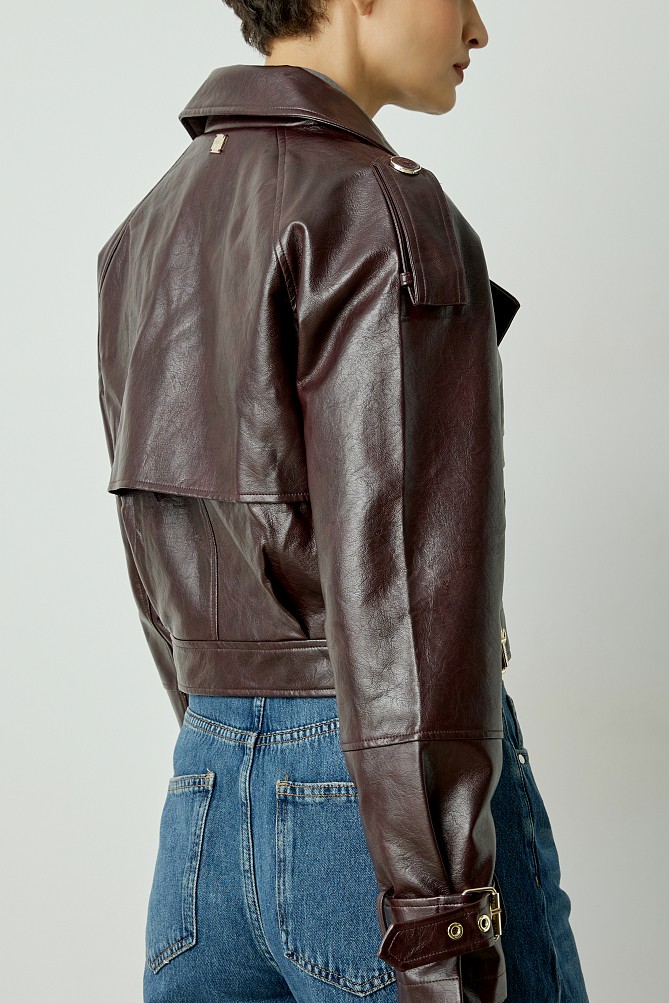 Leather look jackt with belt